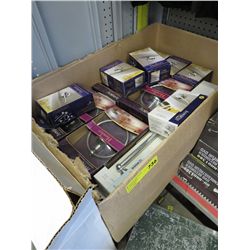 Box of bathroom accessories.