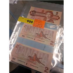 Canadian $2.00 Bills Last year, 2 in Sequence.