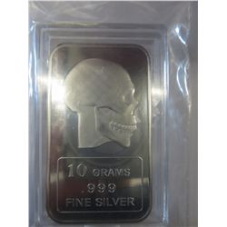 .999 Solid silver "Skull" art bar.