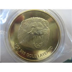 Gold layered 2011 South African lion coin