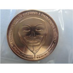 1 oz. .999 copper bullion Guy Fawkes coin