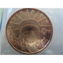 1 oz. .999 copper bullion Statue of Liberty Zombie round