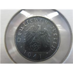 Ten Nazi German WWII zinc coins. Eagle & swastika