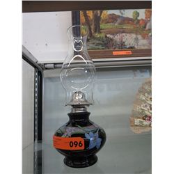Glass oil lantern with a black glass base