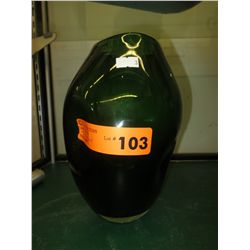 Green art glass vase