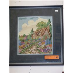Framed well-matted needlepoint