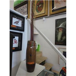 Large glazed ceramic vase and contents