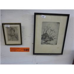 2 vintage block prints