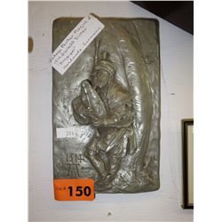 Vintage pewter plaque "Bagpiper" by Albrecht Durer