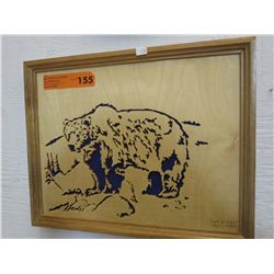 Wood cut picture of a bear by Dan Greger