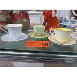 3 vintage china teacups and saucers