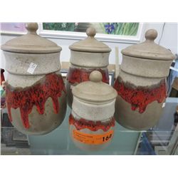 Blue Mountain Pottery drip glaze canisters