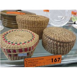 3 Small vintage woven baskets