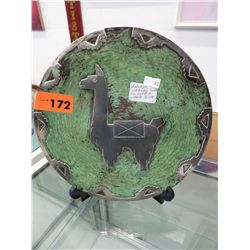 Vintage- sterling silver on copper llama plaque