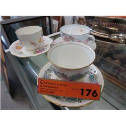 3 Bone china Teacup & saucer sets