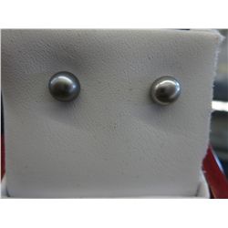 New button style pearl earrings