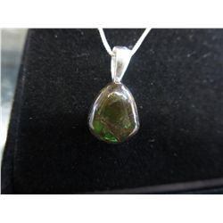 Ammolite pendant, sterling silver setting & chain