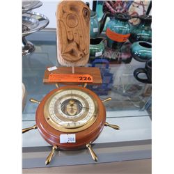 Hand carved 1st Nations art & vintage barometer