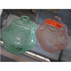 Pair of vintage pressed glass serving dishes