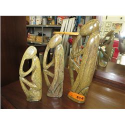 3 Carved soapstone statues