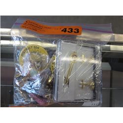 Bag of cufflinks, tie tacks and collectible pins