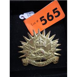 Westminster Regiment cap badge