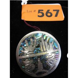 TAXCO sterling inlaid brooch