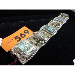 Mexican silver inlaid bracelet
