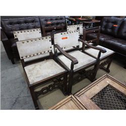 Set of unusual sleigh foot oak dining chairs