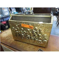 Wood with brass relief magazine rack