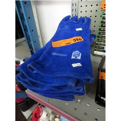 4 pairs of blue leather work gloves