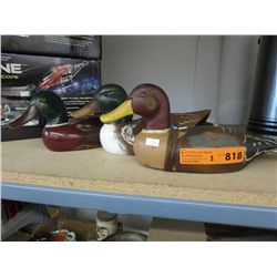 3 vintage carved wooden ducks