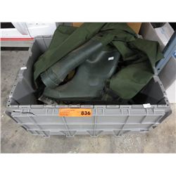 Tote containing rubber boots & tools