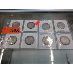 8 Canadian 50 Cent Coins 1900-1919