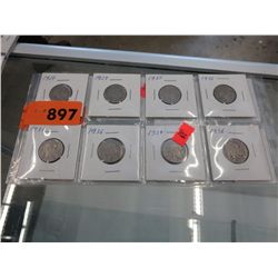 8 US Nickels 1927-1936
