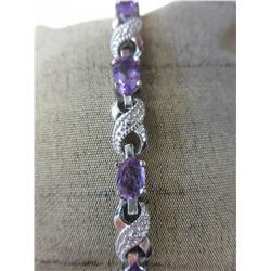 Ladies 6 carat amethyst & diamond tennis bracelet