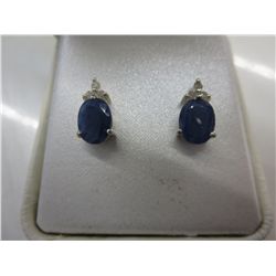 1 Carat sapphire & .15 carat diamond earrings
