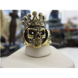 Solid bronze King of Poker biker ring