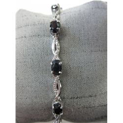 Silver 3 carat sapphire & diamond tennis bracelet