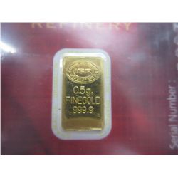 Turkish mint .999 solid gold certified bar