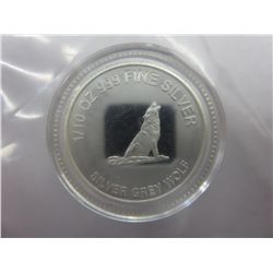 .999 Solid silver Grey Wolf coin.