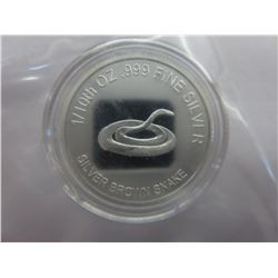 .999 Solid silver Brown Snake coin.