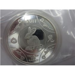 2011 - .999 Silver clad Year of the Rabbit coin