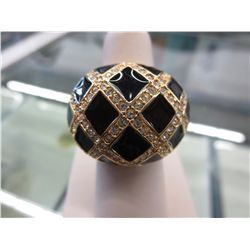 Estate crystal & enamel ballroom ring