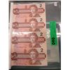 Image 1 : Uncirculated old Canadian two dollar bills