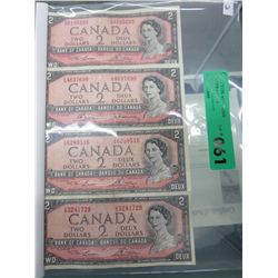 1954 Canadian Double Serial number $2 bills