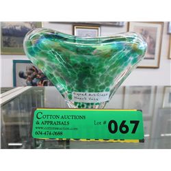 Signed art glass heart vase