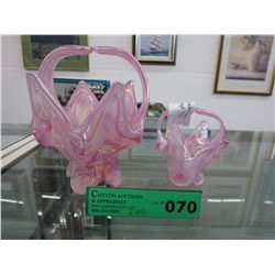 2 Hand crafted glass baskets "Chantili" - Canadian