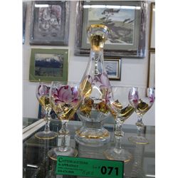 5 Pcs Vintage decanter and glasses