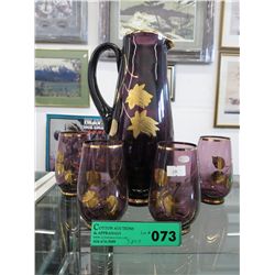 Vintage amethyst glass Decanter & glasses